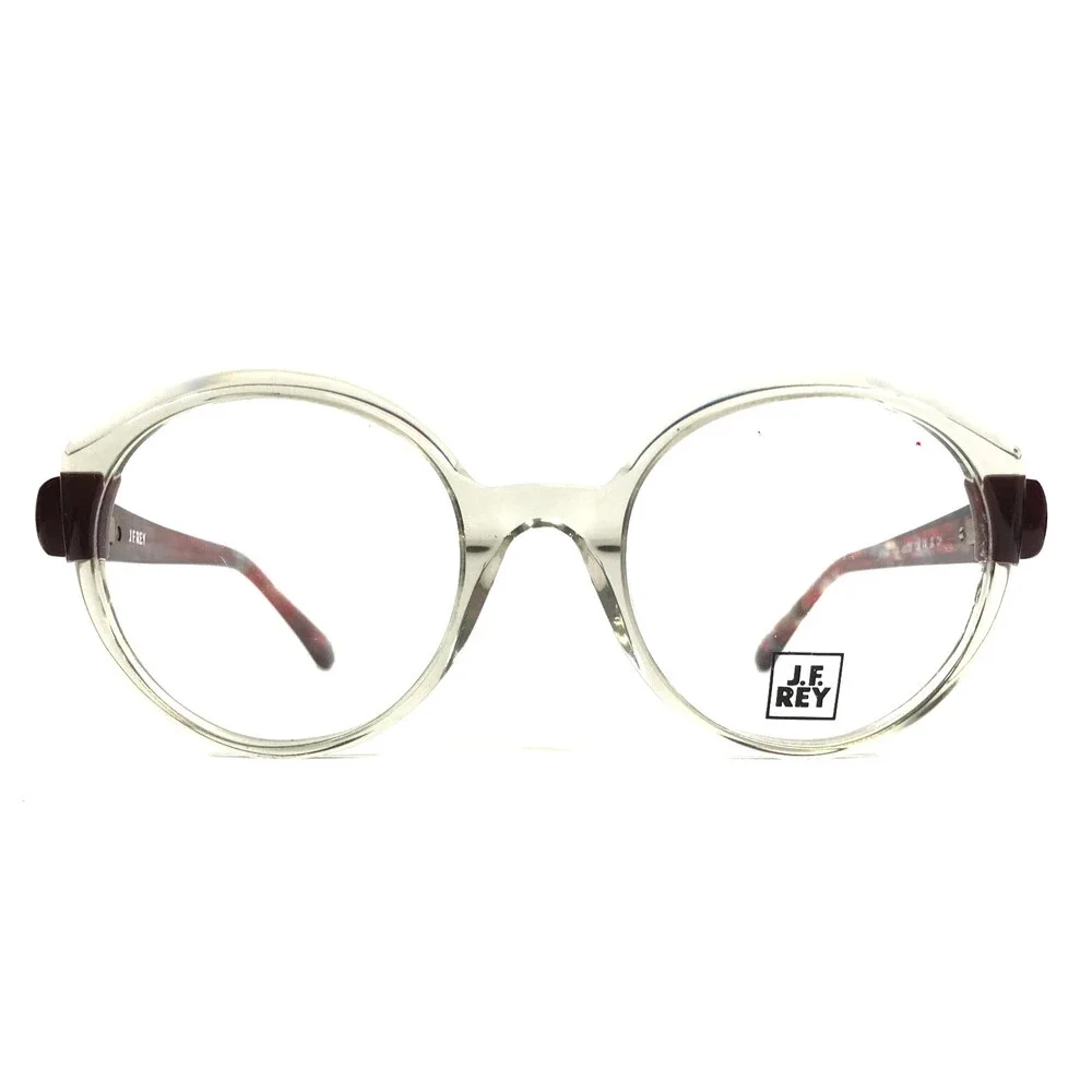 J.F. Rey Eyeglasses Frames JF1546 1438 Crystal Red Round Horn Full Rim 49-20-138
